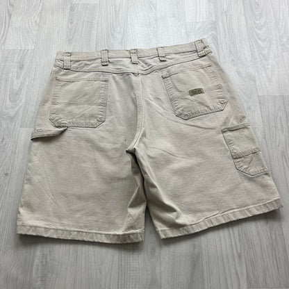 VINTAGE 00s WRANGLER BAGGY LOOSE CARPENTER JORTS CREAM