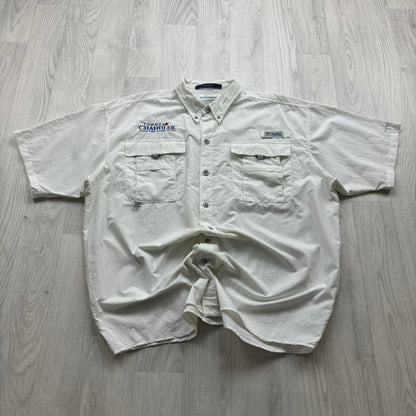 VINTAGE Y2K COLUMBIA UTILITY SHORT SLEEVE SHIRT WHITE
