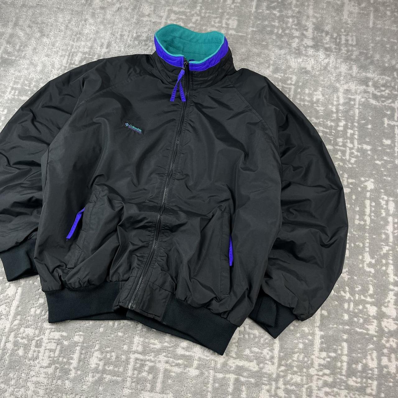 VINTAGE 00s COLUMBIA FLEECE LINED BOMBER JACKET BLACK