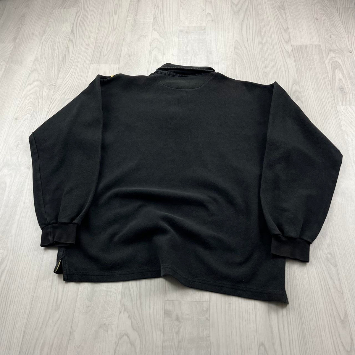 VINTAGE Y2K HEAVYWEIGHT LONG SLEEVE RUGBY POLO SHIRT BLACK