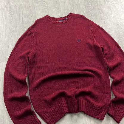 VINTAGE Y2K CHAPS CHUNKY KNITTED JUMPER BURGUNDY
