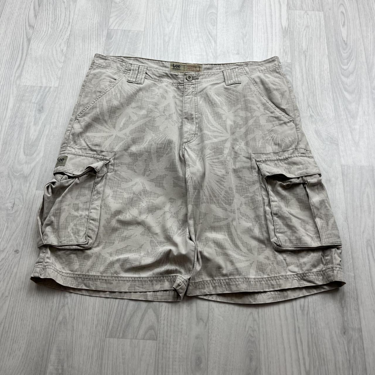 VINTAGE Y2K LEE BAGGY FLORAL PATTERN SHORTS CREAM