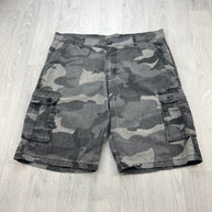 VINTAGE Y2K BAGGY CAMO CARGO SHORTS GREY