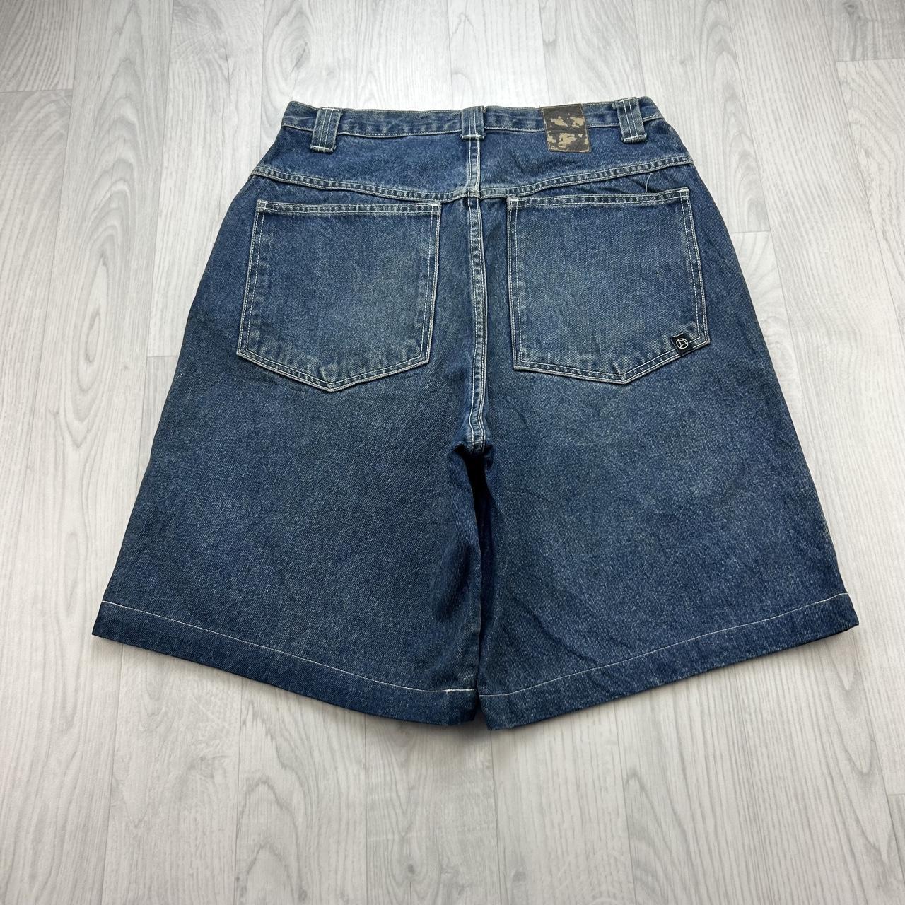 VINTAGE Y2K FRESHJIVE BAGGY DENIM JORTS NAVY BLUE