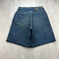 VINTAGE Y2K FRESHJIVE BAGGY DENIM JORTS NAVY BLUE
