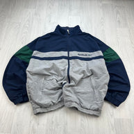 VINTAGE 90s REEBOK WINDBREAKER TRACK JACKET GREY / NAVY
