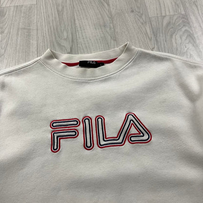 VINTAGE Y2K FILA SPELL OUT SWEATSHIRT WHITE
