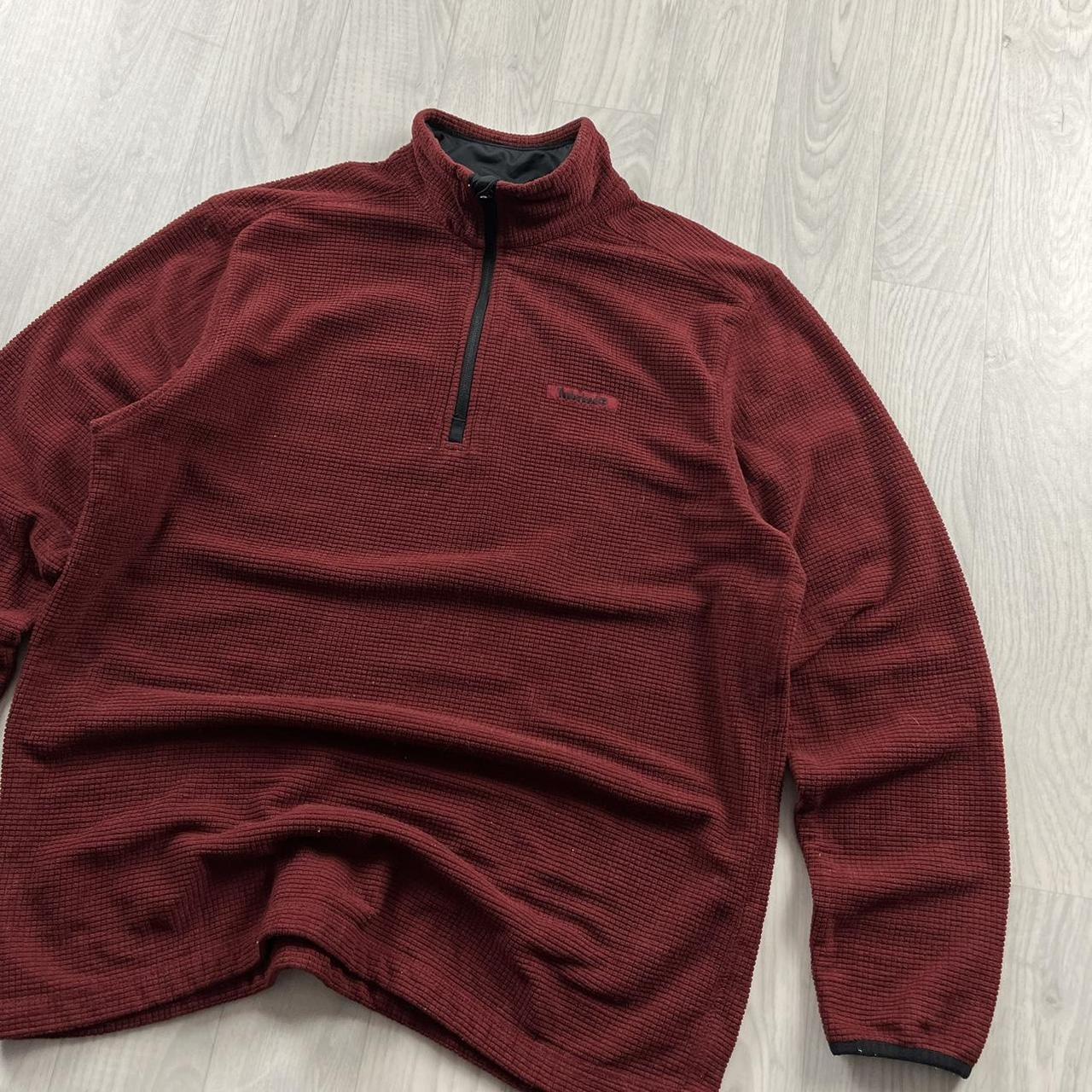 VINTAGE Y2K TIMBERLAND QUARTER ZIP WAFFLE KNIT SWEATSHIRT BURGUNDY
