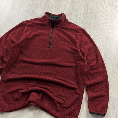 VINTAGE Y2K TIMBERLAND QUARTER ZIP WAFFLE KNIT SWEATSHIRT BURGUNDY