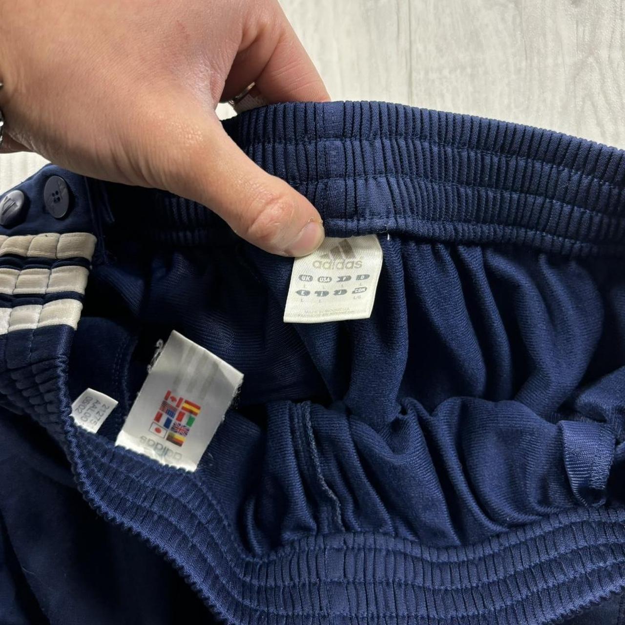 VINTAGE Y2K ADIDAS POPPER BAGGY TRACKSUIT BOTTOMS NAVY