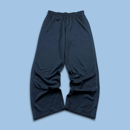 NIKE DRI FIT WIDE LEG BAGGY TRACKSUIT BOTTOMS NAVY