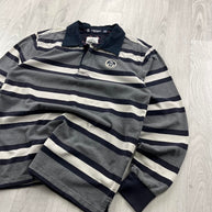 VINTAGE Y2K NORTH SAILS STRIPED LONG SLEEVE RUGBY POLO SHIRT GREY