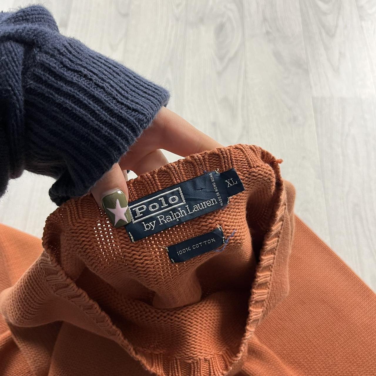 VINTAGE Y2K POLO RALPH LAUREN CHUNKY KNITTED JUMPER ORANGE