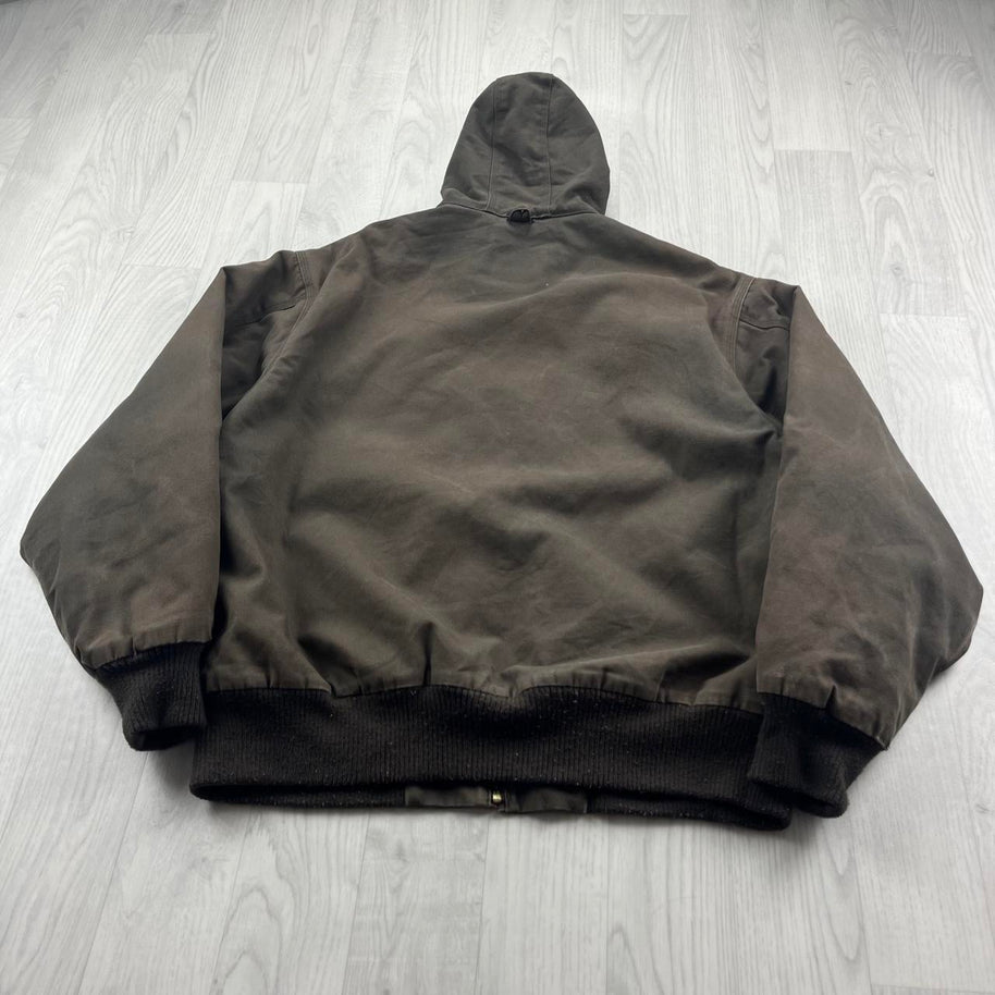 VINTAGE Y2K WALLS HOODED ACTIVE WORKWEAR BOMBER JACKET BROWN