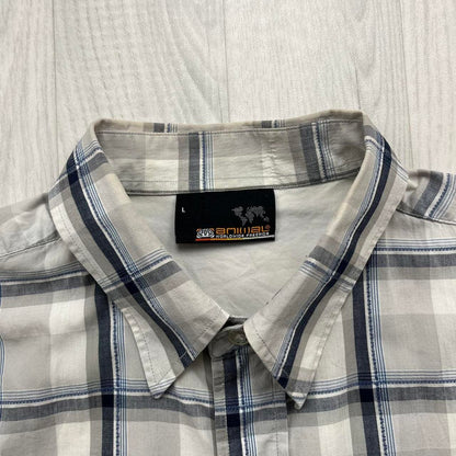 VINTAGE Y2K ANIMAL PLAID SHORT SLEEVE SHIRT GREY
