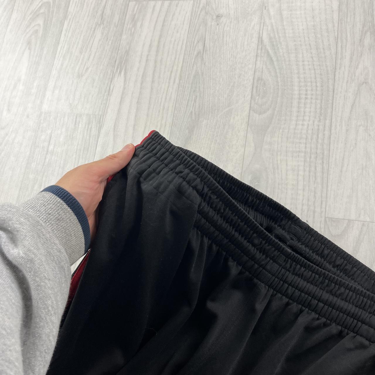 VINTAGE Y2K ADIDAS SIDE STRIPE BAGGY TRACKSUIT BOTTOMS BLACK RED