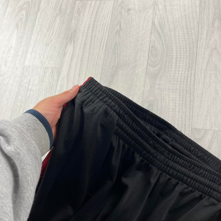 VINTAGE Y2K ADIDAS SIDE STRIPE BAGGY TRACKSUIT BOTTOMS BLACK RED