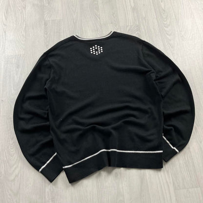VINTAGE Y2K PUMA V NECK KNITTED JUMPER BLACK