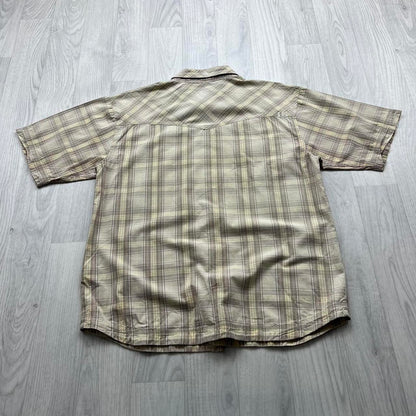 VINTAGE Y2K ANIMAL CHECKERED SHORT SLEEVE SHIRT CREAM