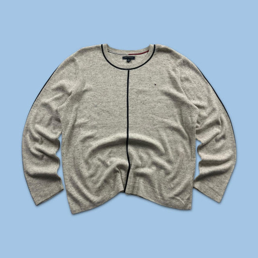 VINTAGE Y2K TOMMY HILFIGER KNITTED JUMPER GREY