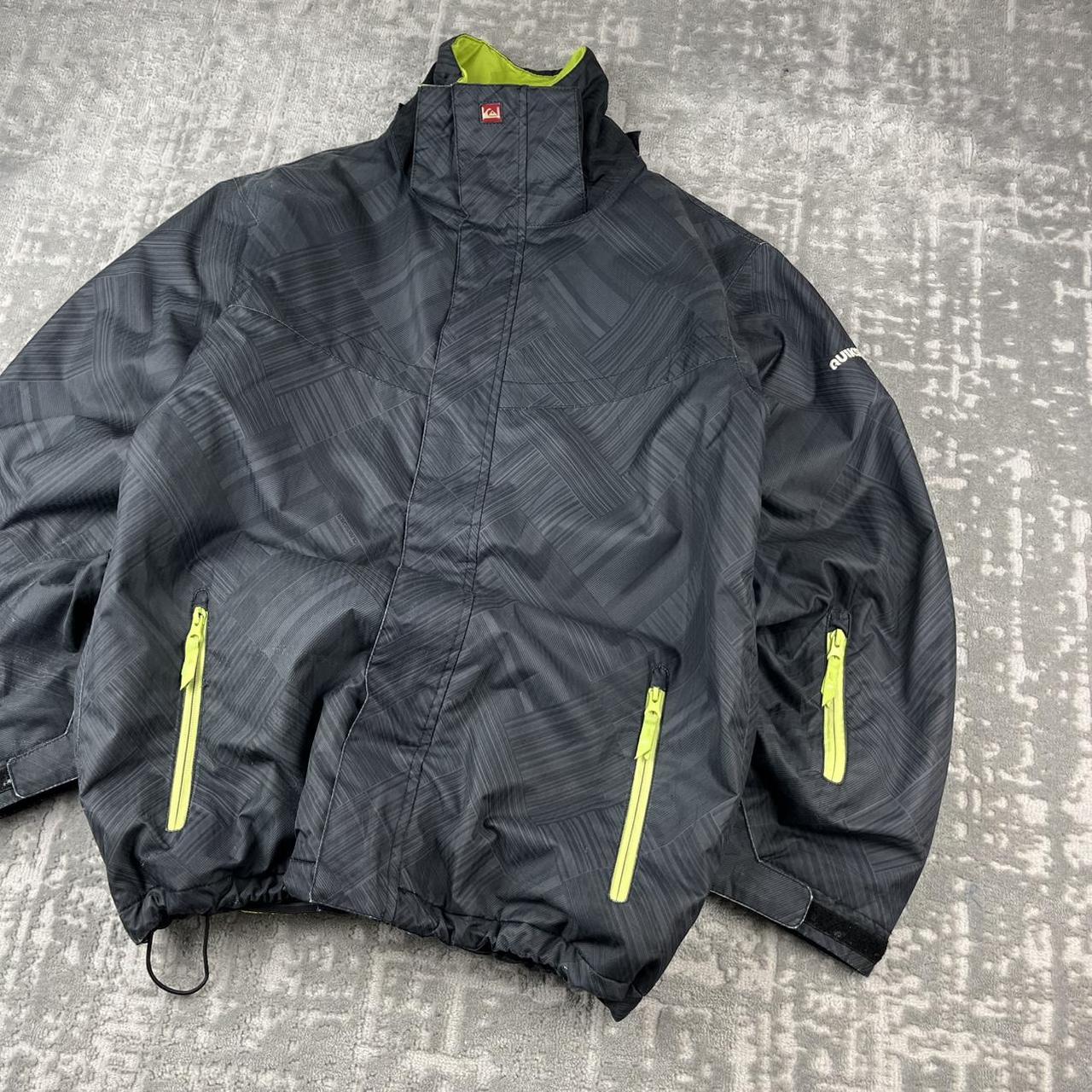 VINTAGE Y2K QUIKSILVER PLAID TECHNICAL SKI JACKET GREY BLACK