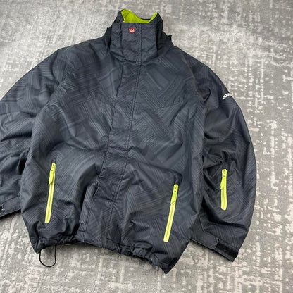 VINTAGE Y2K QUIKSILVER PLAID TECHNICAL SKI JACKET GREY BLACK