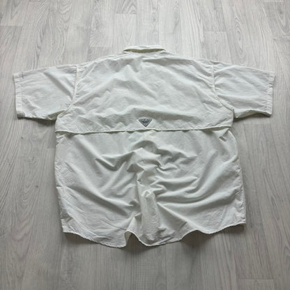 VINTAGE Y2K COLUMBIA UTILITY SHORT SLEEVE SHIRT WHITE