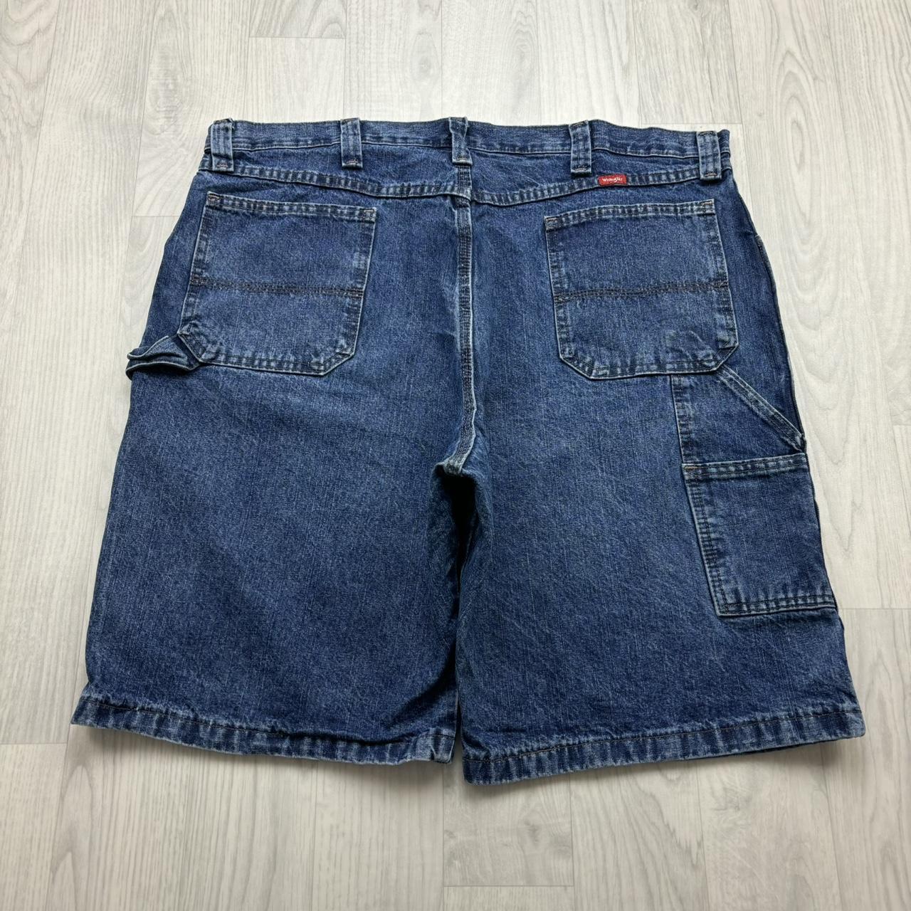 VINTAGE 00s WRANGLER BAGGY LOOSE CARPENTER JORTS BLUE