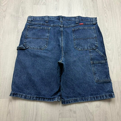 VINTAGE 00s WRANGLER BAGGY LOOSE CARPENTER JORTS BLUE