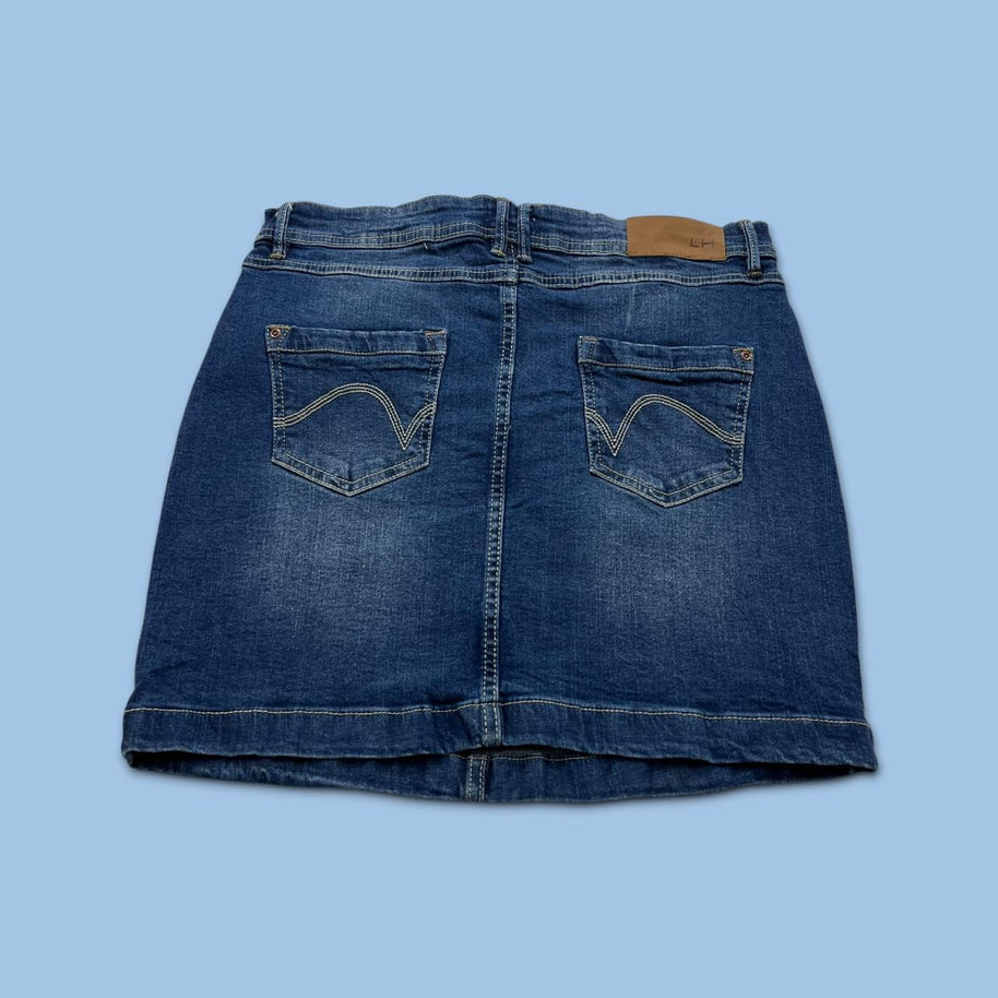 VINTAGE Y2K DENIM MINI EMBROIDERED SKIRT BLUE