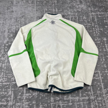 VINTAGE Y2K ONEILL ZIP UP FLEECE CREAM / GREEN