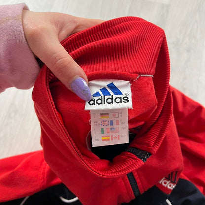 VINTAGE 90s ADIDAS ZIP UP TRACK JACKET RED