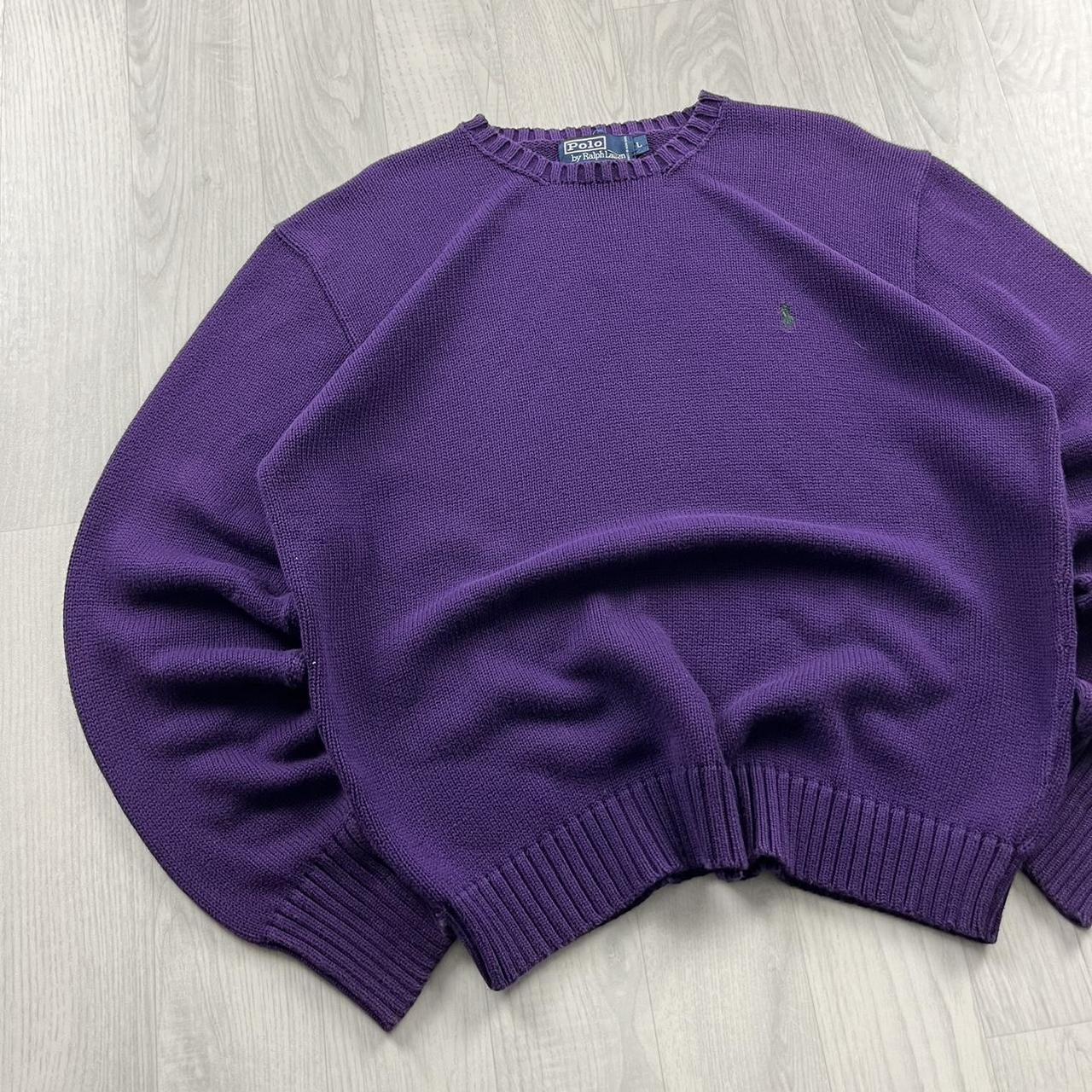 VINTAGE Y2K POLO RALPH LAUREN CHUNKY KNITTED JUMPER PURPLE
