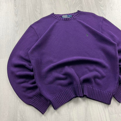 VINTAGE Y2K POLO RALPH LAUREN CHUNKY KNITTED JUMPER PURPLE
