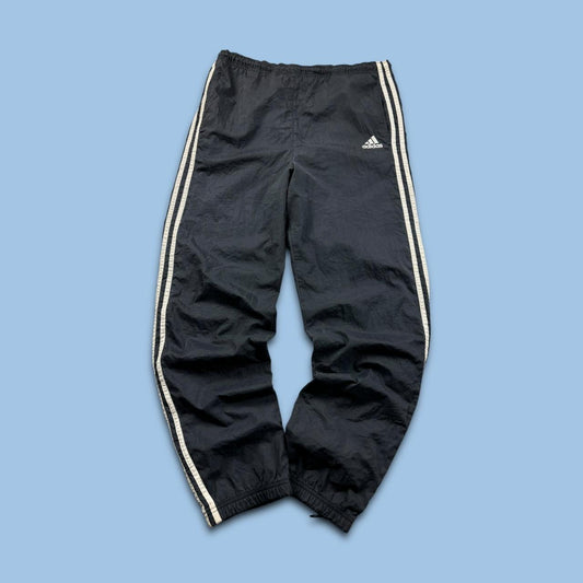 VINTAGE 90s ADIDAS BAGGY SHELL TRACKSUIT BOTTOMS NAVY