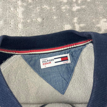 VINTAGE Y2K TOMMY HILFIGER BOXY SWEATSHIRT GREY / NAVY