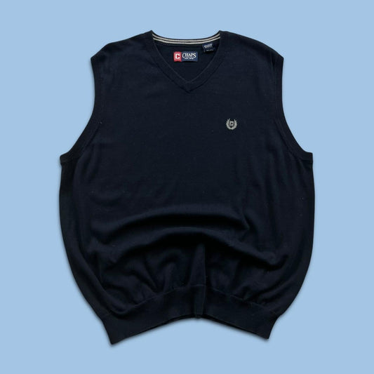 VINTAGE Y2K CHAPS KNITTED SWEATER VEST NAVY
