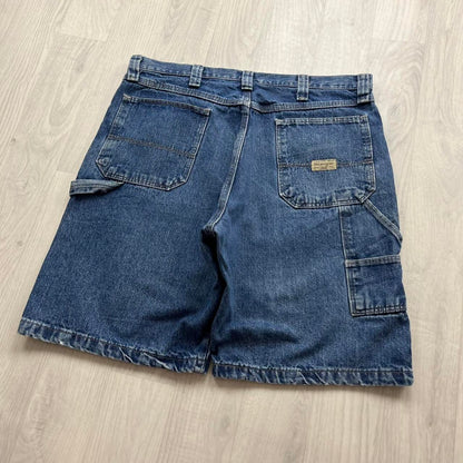 VINTAGE 00s WRANGLER BAGGY LOOSE CARPENTER JORTS NAVY BLUE