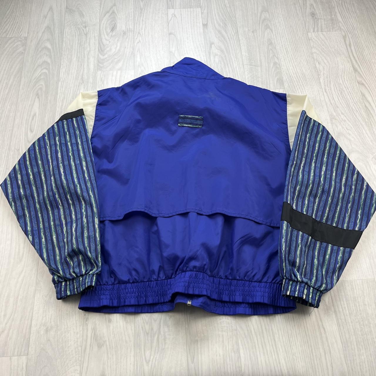 VINTAGE 90s REEBOK FUNKY WINDBREAKER JACKET NAVY / PURPLE