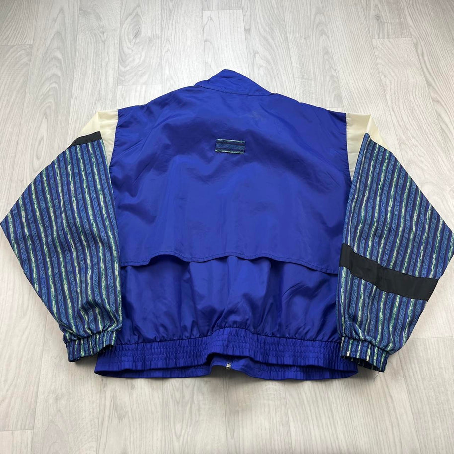 VINTAGE 90s REEBOK FUNKY WINDBREAKER JACKET NAVY / PURPLE