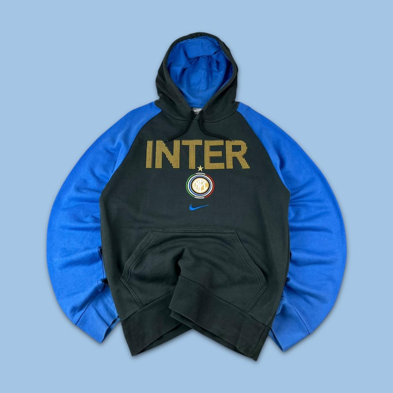 VINTAGE Y2K NIKE INTER MILAN SPELL OUT HOODIE BLACK / BLUE