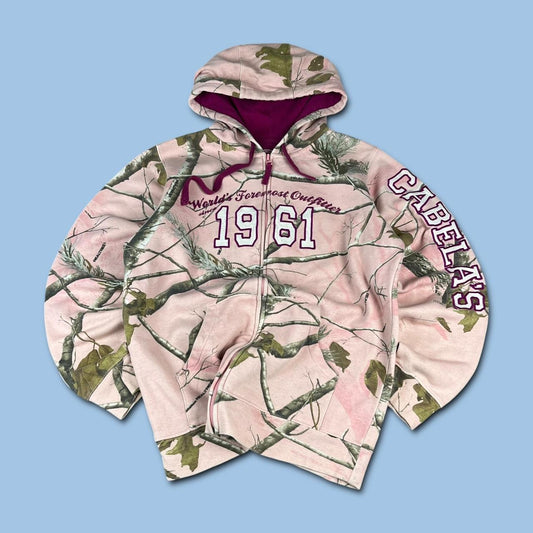 VINTAGE Y2K REALTREE ZIP UP CAMO HOODIE PINK