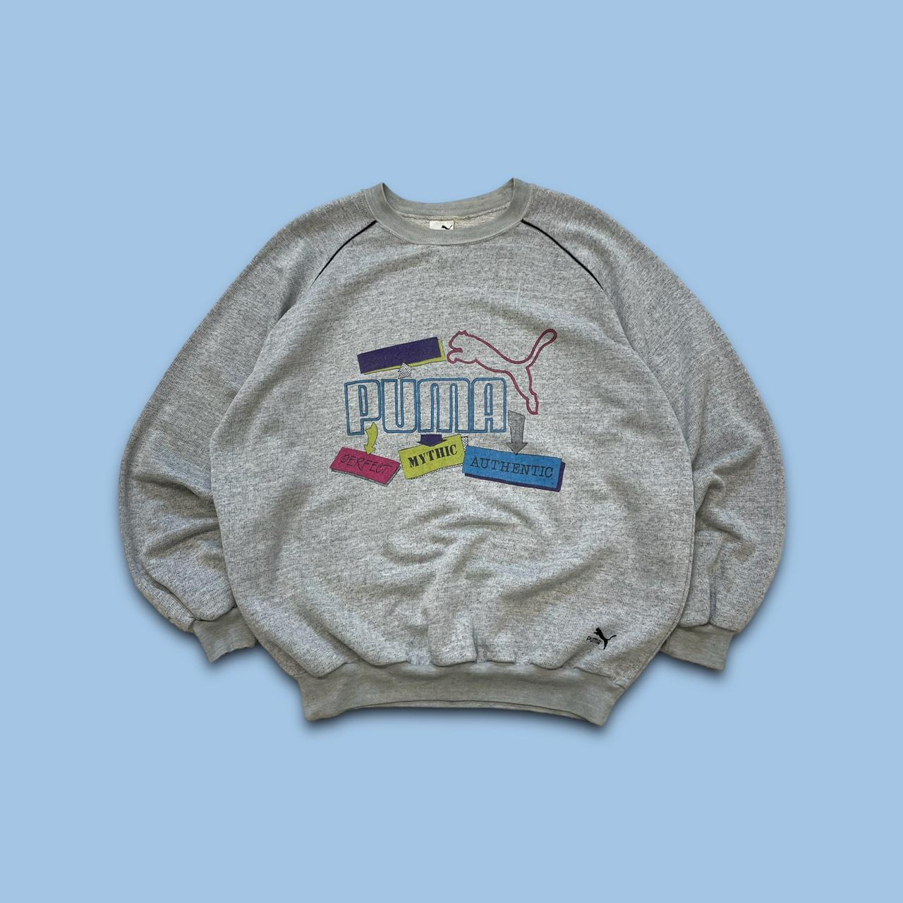 VINTAGE 90s PUMA GRAPHIC SWEATSHIRT GREY