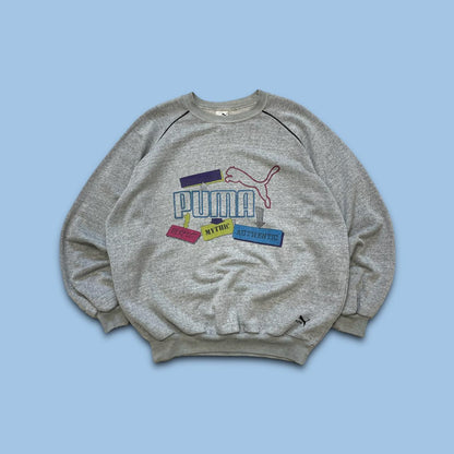 VINTAGE 90s PUMA GRAPHIC SWEATSHIRT GREY