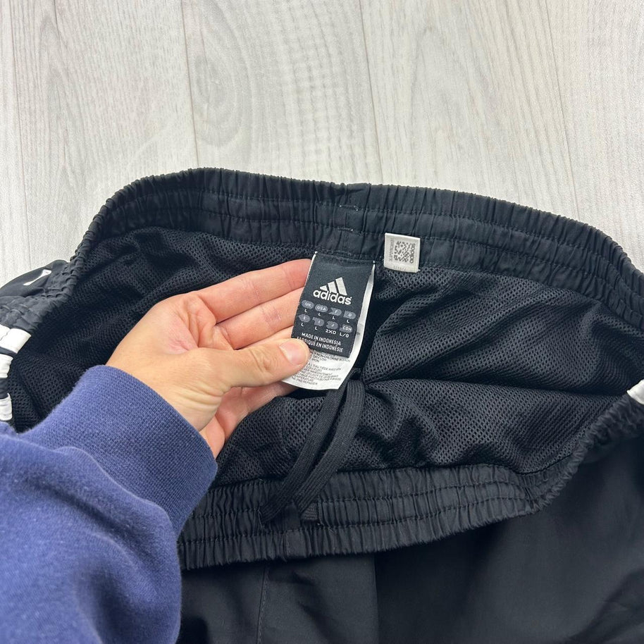 VINTAGE Y2K ADIDAS SIDE STRIPE BAGGY TRACKSUIT BOTTOMS BLACK