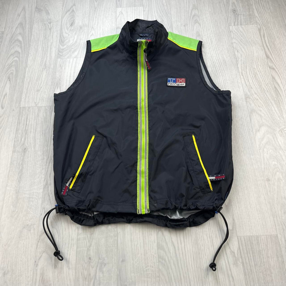 VINTAGE Y2K TOMMY HILFIGER TECHNICAL GILET VEST JACKET BLACK