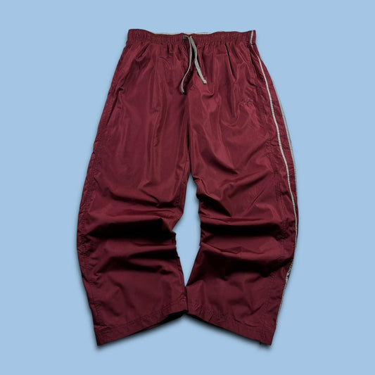 VINTAGE Y2K STARTER BAGGY TRACKSUIT BOTTOMS BURGUNDY