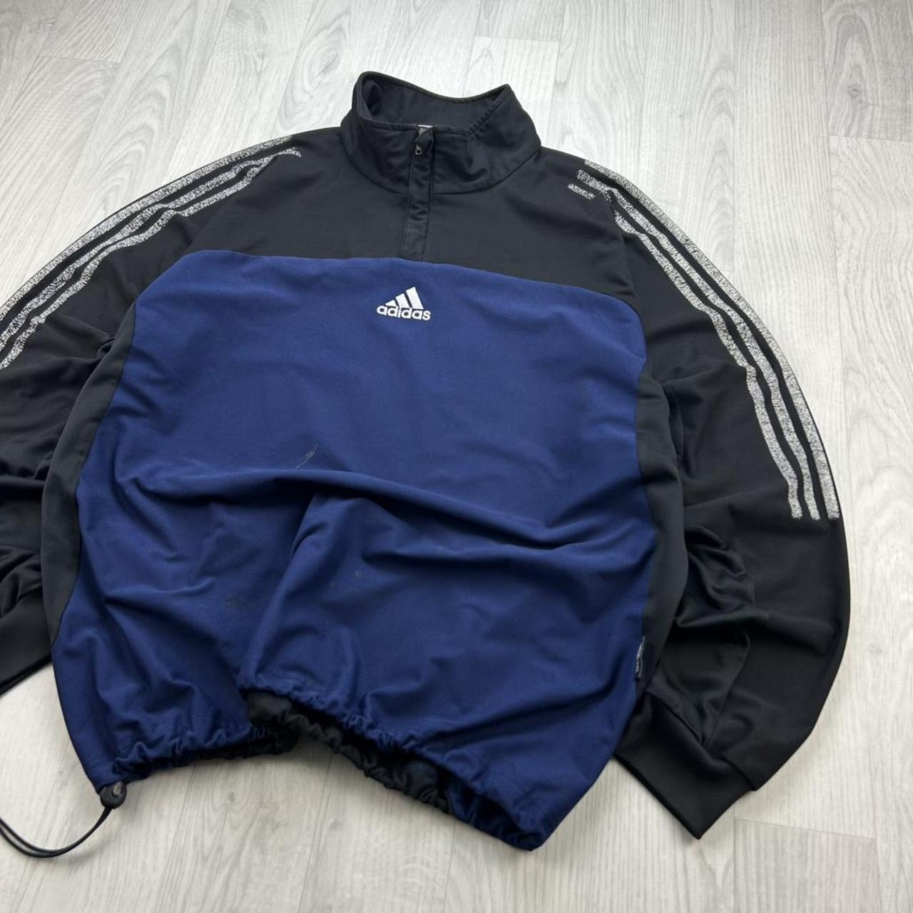 VINTAGE Y2K ADIDAS QUARTER ZIP TRACK JACKET NAVY / BLACK