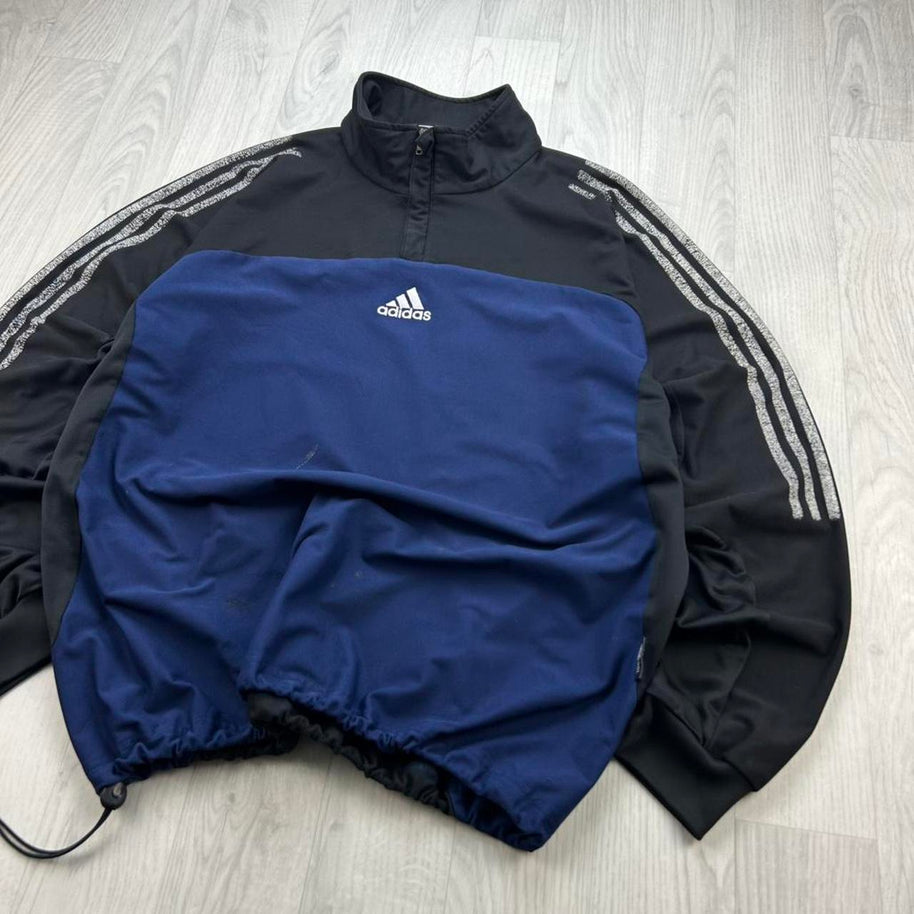 VINTAGE Y2K ADIDAS QUARTER ZIP TRACK JACKET NAVY / BLACK