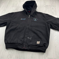 VINTAGE Y2K JEEP WORKWEAR HOODED BOMBER JACKET BLACK